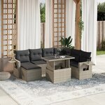 vidaXL Salon de jardin 8 Pièces avec coussins gris clair résine tressée