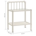 vidaXL Table de chevet Blanc/transparent 45x34 5x62 5cm Métal et verre