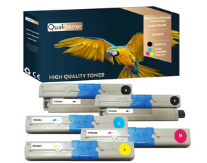 Qualitoner x5 toners 46508712 (noir x2 + cyan + magenta + jaune) compatible pour oki