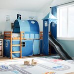 vidaXL Lit mezzanine enfants avec tour bleu 90x190 cm bois pin massif