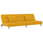 vidaXL Canapé-lit à 2 places avec deux oreillers jaune tissu