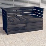 vidaXL Salon palette de jardin 2 places gris foncé bois de pin massif