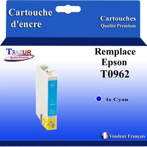 Cartouche Compatible pour Epson Stylus photo R2880 remplace Epson T0962 Cyan - T3AZUR