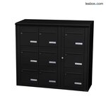 Bloc collectif Leabox 3x3 grade 3 simple face extérieur mural noir 9005 finition brillante