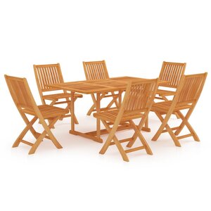 vidaXL Ensemble à manger de jardin 7 Pièces Bois de teck massif
