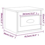 vidaXL Table de chevet murale chêne fumé 41 5x36x28 cm