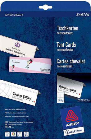 Cartes chevalets pour imrimeur Laser/Inkjet AVERY ZWECKFORM