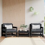 vidaXL Chaises de jardin et coussins lot de 2 noir bois de pin massif