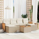 vidaXL Salon de jardin avec coussins 7 Pièces beige résine tressée