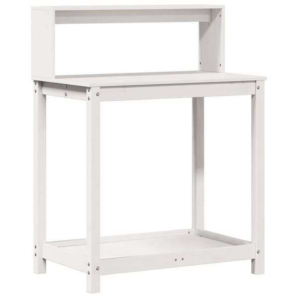 vidaXL Table de rempotage avec étagères blanc bois massif de pin