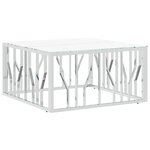 vidaXL Table basse argenté 80x80x40 cm acier inoxydable et verre