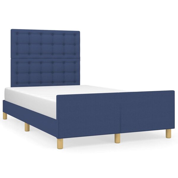 vidaXL Cadre de lit avec tête de lit Bleu 120x200 cm Tissu