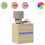 vidaXL Tables de chevet murales avec lumières LED 2 Pièces chêne sonoma