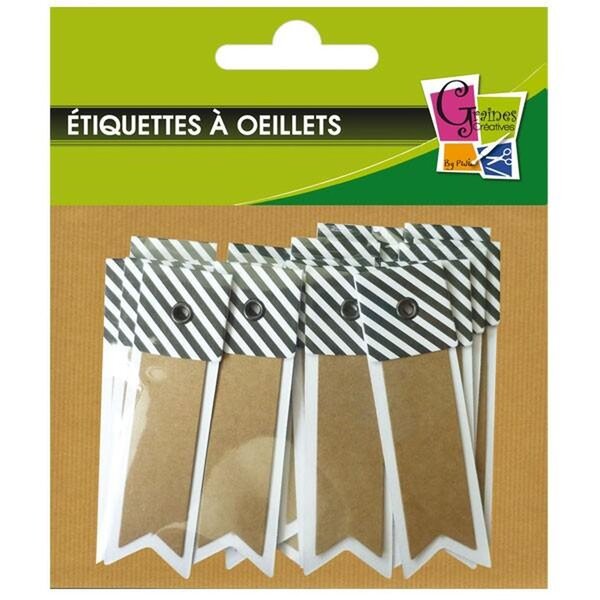 200 étiquettes kraft rayées - Fanion