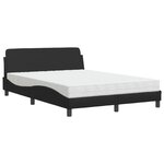 vidaXL Lit avec matelas noir 140x200 cm similicuir
