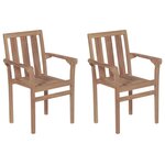 vidaXL Chaises empilables de jardin lot de 2 Bois de teck solide