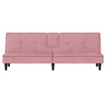 vidaXL Canapé-lit avec porte-gobelets rose velours