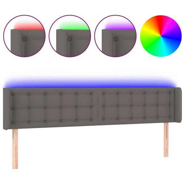 vidaXL Tête de lit à LED Gris 203x16x78/88 cm Similicuir