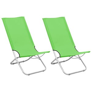 vidaXL Chaises de plage pliables 2 Pièces Vert Tissu