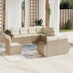 vidaXL Salon de jardin avec coussins 8 Pièces beige résine tressée