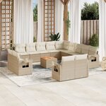 vidaXL Salon de jardin avec coussins 14 Pièces beige résine tressée