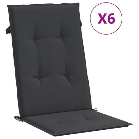 vidaXL Coussins de chaise de jardin à dossier haut lot de 6 noir tissu