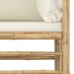 vidaXL Salon de jardin 4 Pièces avec coussins blanc crème bambou