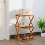 vidaXL Étagère pliable à 3 niveaux Marron 43x31x63 cm Bois d'acacia