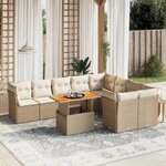 vidaXL Salon de jardin avec coussins 10 Pièces beige résine tressée