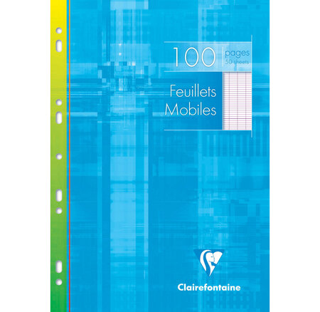 Etui Carton 100 Pages 50 Feuillets mobiles A4 Grands Carreaux séyès 90g CLAIREFONTAINE