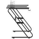 Bureau table poste de travail meuble d'ordinateur informatique étude de jeu avec pieds en forme de ZZ 90 x 60 x 75 cm noir 02_0023774