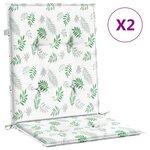 vidaXL Coussins de chaise à dossier bas lot de 2 modèle de feuille