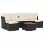 vidaXL Salon de jardin 7 Pièces avec coussins noir résine tressée
