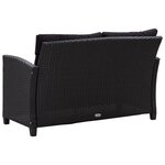 vidaXL Ensemble à manger de jardin coussins noirs 3 Pièces Résine tressée