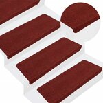 vidaXL Tapis d'escalier autocollants 15 Pièces 65x24 5x3 5 cm Rouge