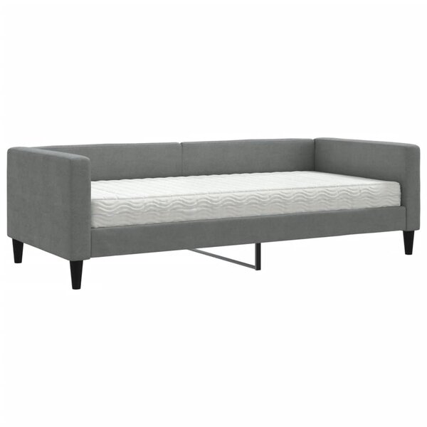 vidaXL Lit de jour avec matelas gris foncé 90x190 cm tissu