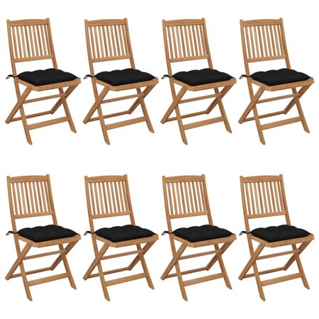 vidaXL Chaises pliables de jardin 8 Pièces avec coussins Bois d'acacia