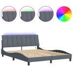 vidaXL Cadre de lit avec lumières LED gris foncé 160x200 cm velours