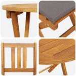 vidaXL Ensemble Bistro Pliable 3 pièces avec Coussins en Bois Massif d'Acacia