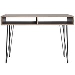 Bureau table meuble travail informatique avec 2 compartiments gris 0502061/2