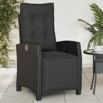 vidaXL Chaise inclinable de jardin et repose-pied noir résine tressée