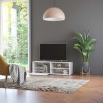 vidaXL Meuble TV Blanc brillant 120x34x37 cm Bois d’ingénierie