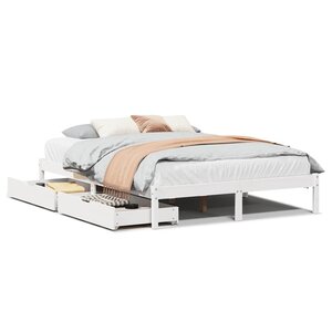 vidaXL Cadre de lit sans matelas blanc 140x190 cm bois de pin massif