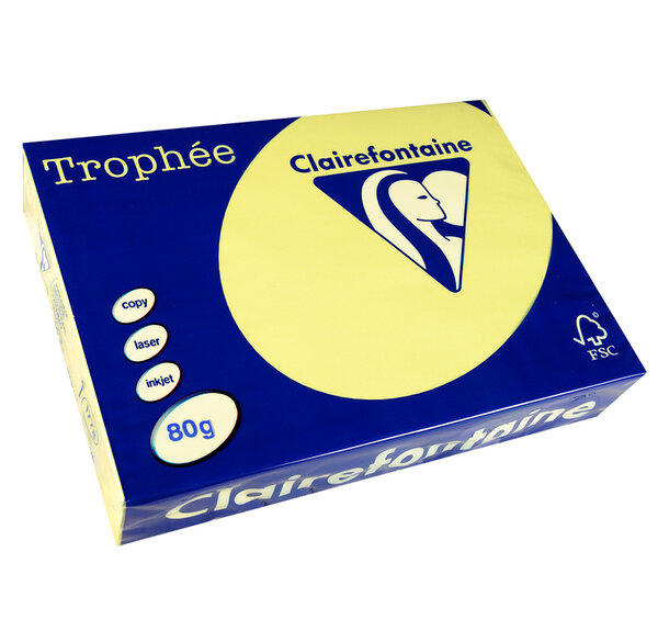Ramette 500 Feuilles Papier 80g A4 210x297 mm Certifié FSC JONQUILLE TROPHÉE