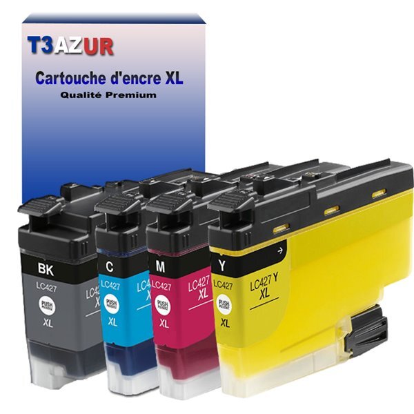 T3AZUR- 4x Cartouche compatible avec Brother LC427 XL pour Brother MFC-J5955DW  MFC-J6950  MFC-J6955DW