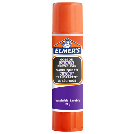 Elmer's stic bâton de colle violette  devient transparente en séchant  lavable et adaptée aux enfants  22g x 1