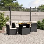vidaXL Salon de jardin 5 Pièces avec coussins noir résine tressée