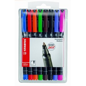Pochette de 8 Feutres pour Transparent OHPen Permanent Pointe médium x 5 STABILO