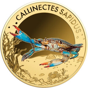 Monnaie BLUE CRAB Sea Creatures 1/1000 Oz Or 3000 Francs Chad