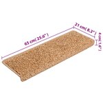 vidaXL Tapis d'escalier 15 Pièces 65x21x4 cm Beige
